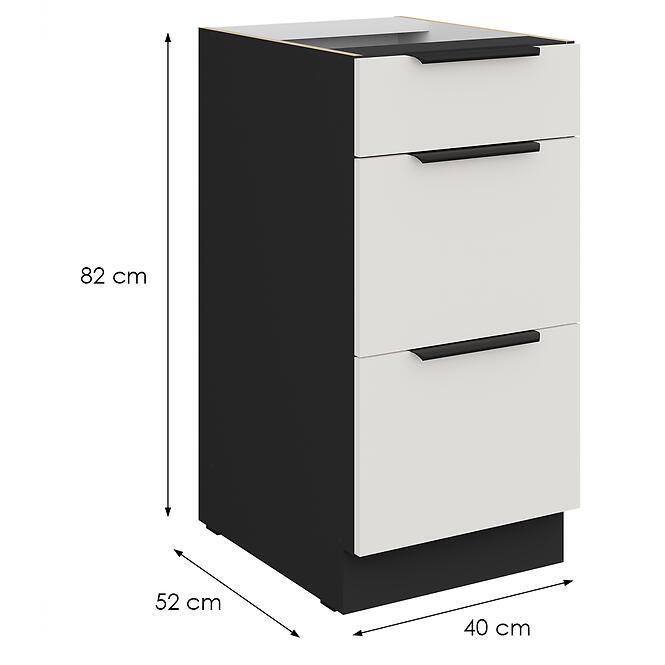 Kuchynská skrinka Aria-Wh/Bl Anti Fingerprint 40d 3s Bb,2