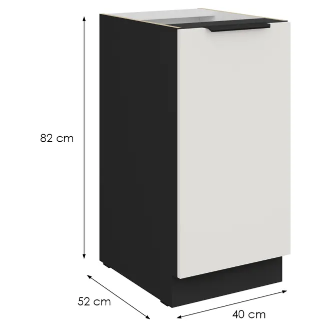 Kuchynská skrinka Aria-Wh/Bl Anti Fingerprint 40d 1f Bb,2