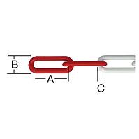 Biely a červený reťazec z pvc 6 mm / 5 metrov