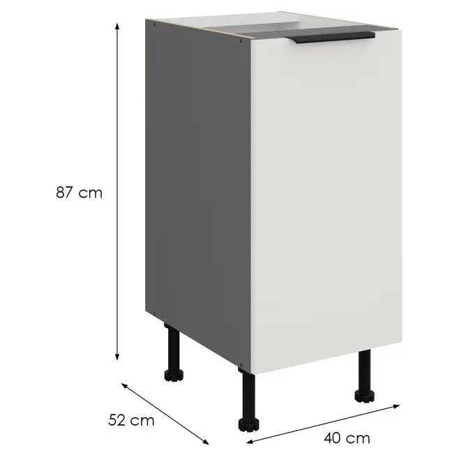 Kuchynská skrinka Aria-Wh/Ant Anti Fingerprint 40d 1f Bb,2