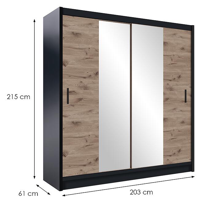 Szafa Lizbona 2 203 Czarny / Dąb Viking