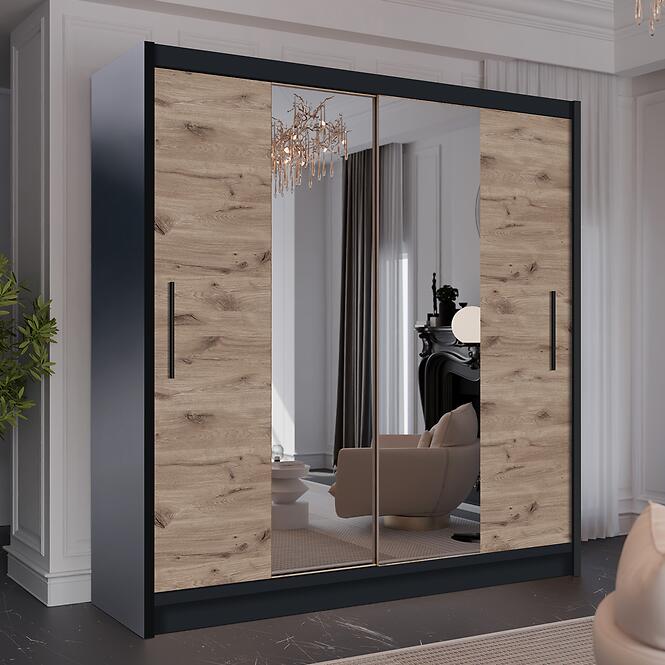 Szafa Lizbona 2 203 Czarny / Dąb Viking,3