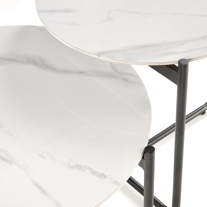 Konferenčný stolík Acuna biela mramor/čierna,8