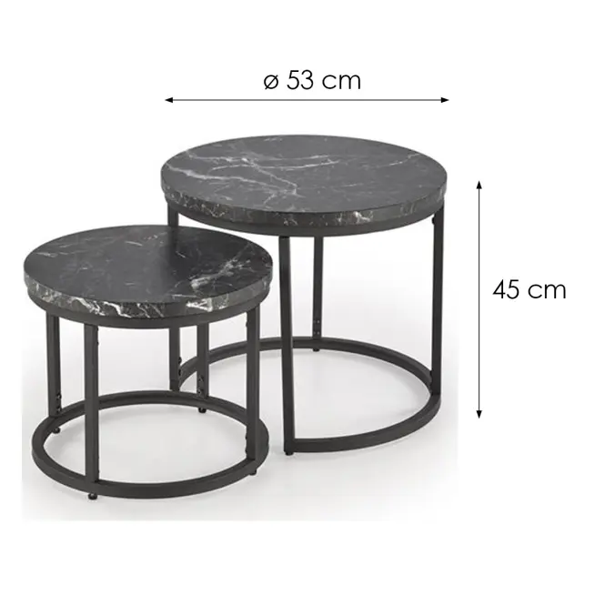 Konferenčný stolík Oreo čierna mramor/čierna