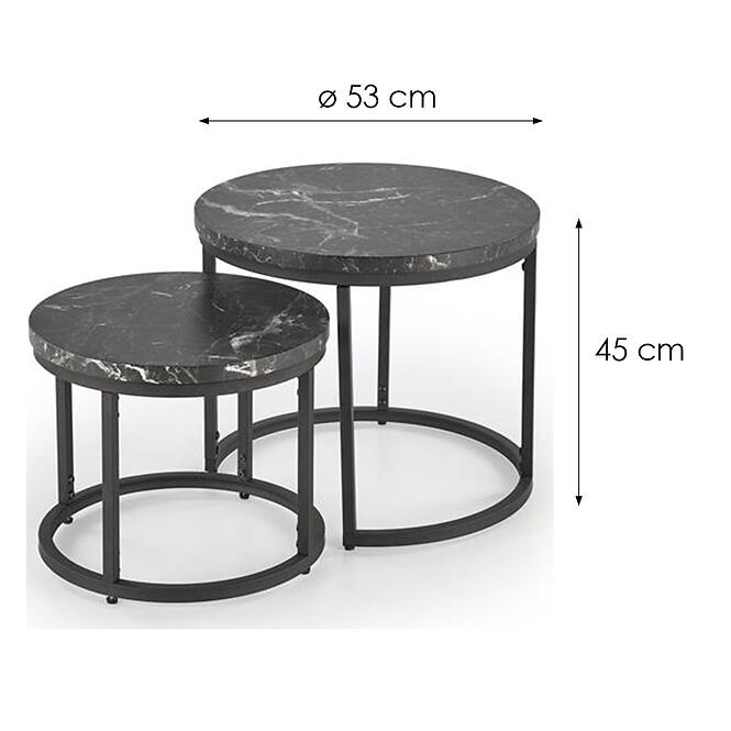 Konferenčný stolík Oreo čierna mramor/čierna,2