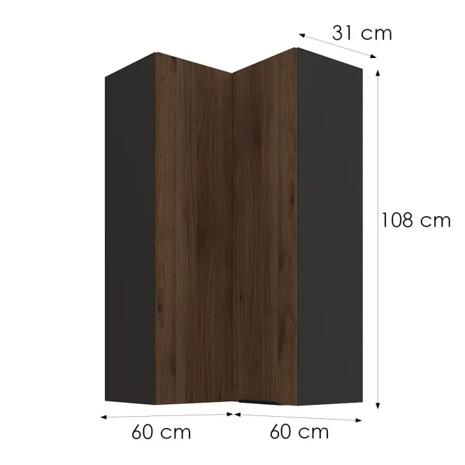 Skrinka do kuchyne Monza orech okapi 60x60 GN-108 2F (90°)