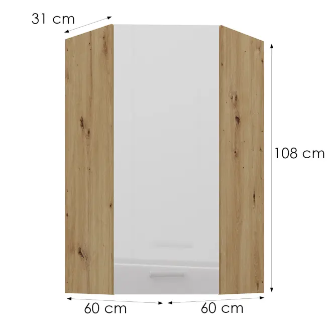 Skrinka do kuchyne artisan biely 60x60 GN-108 1F (45°),2