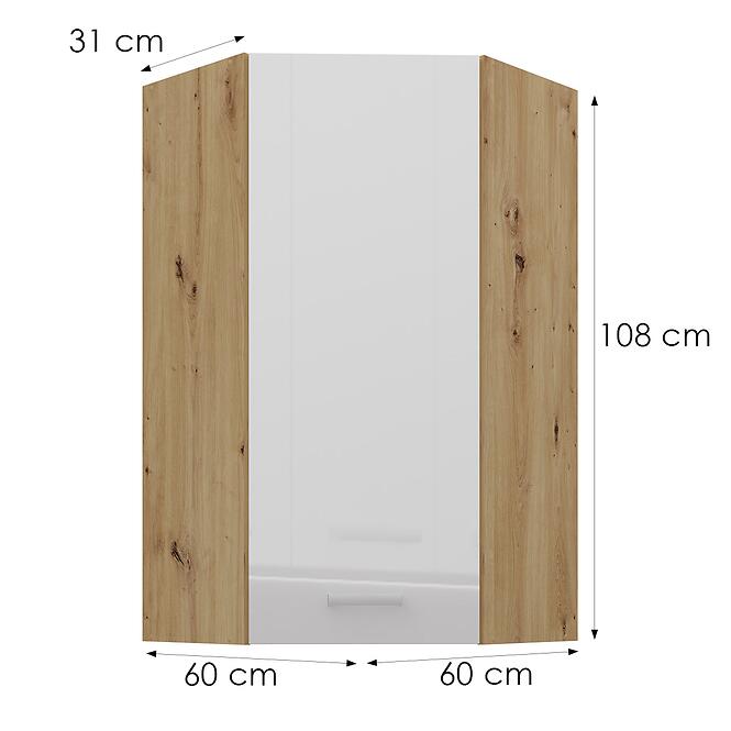 Skrinka do kuchyne artisan biely 60x60 GN-108 1F (45°),2