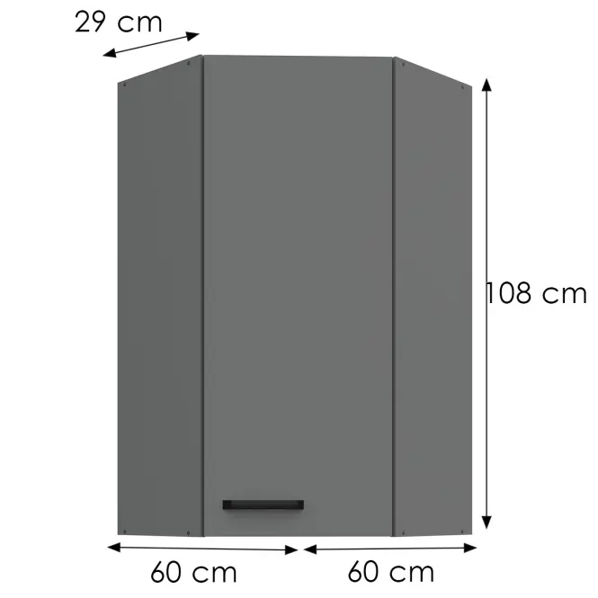 Skrinka do kuchyne Nessa antracit 60x60 GN-108 1F (45°)