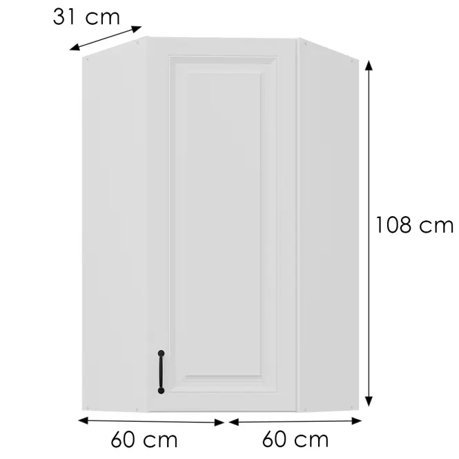 Skrinka do kuchyne Stilo biely matná/biely 60x60 GN-108 1F (45°)