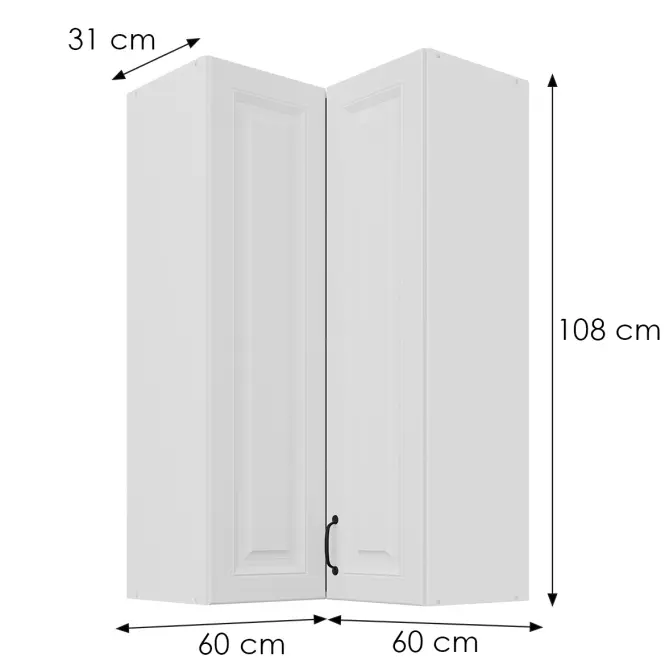 Skrinka do kuchyne Stilo biely matná/biely 60x60 GN-108 2F (90°)