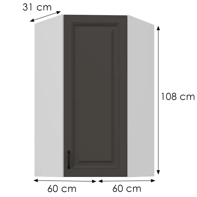 Skrinka do kuchyne Stilo grafit matná/biely 60x60 GN-108 1F (45°)
