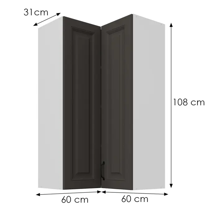 Skrinka do kuchyne Stilo grafit matná/biely 60x60 GN-108 2F (90°)