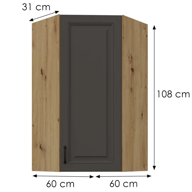 Skrinka do kuchyne Stilo grafit matná/artisan 60x60 GN-108 1F (45°)