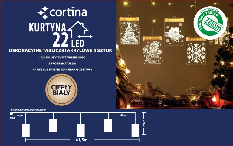 Svetelná clona LED 22l 5 ks na batérie