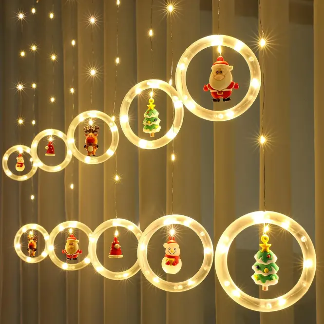 Svetelný LED záves kruhy 100l 10 ks vonkajšie Transf+program
