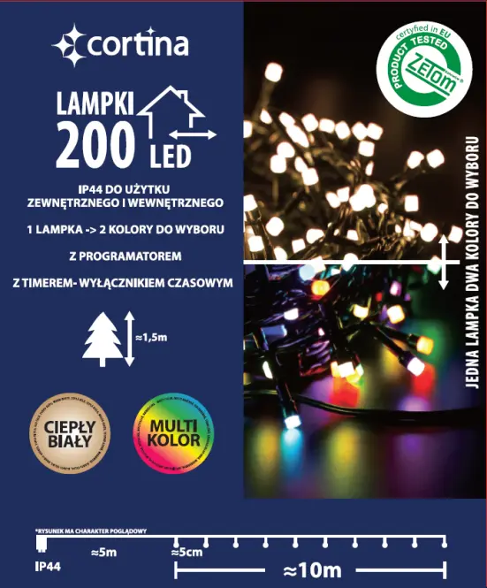 Vianočné svetielka LED 200l vonkajšie s programátorom a časovačom 13/25/LED/ww+m,3