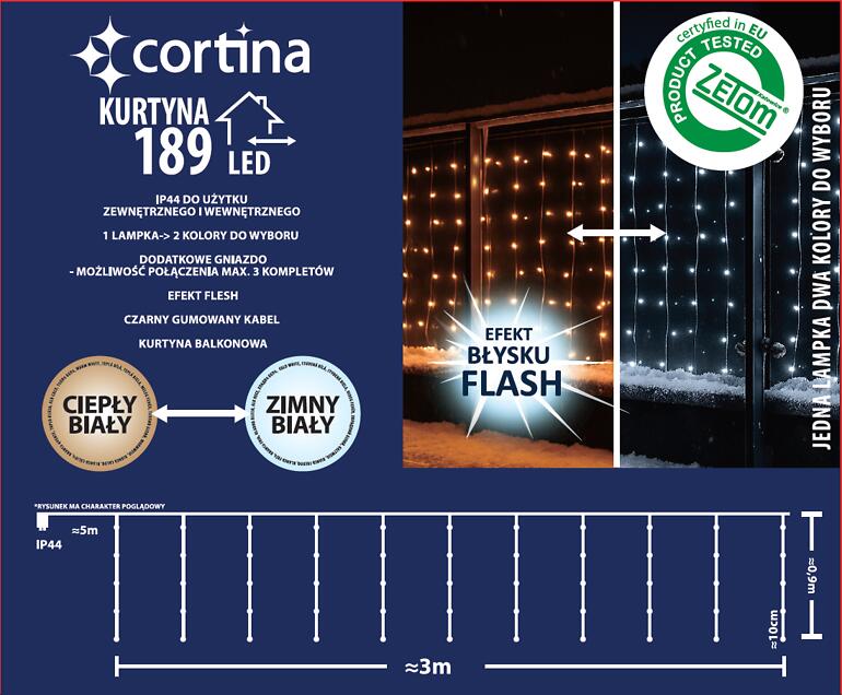 Vianočné LED svetielka 189  vonkajšie Transf 49/25/LED/ww+cw+flash,3