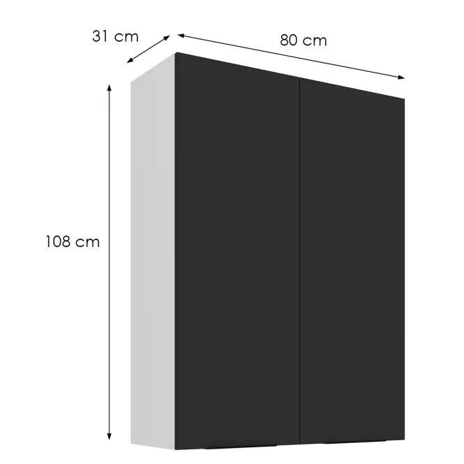 Kuchynská skrinka Aria-Bl/Wh Anti Fingerprint 80g-108 2f