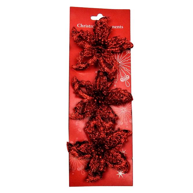 Vianočná ruža 9 cm 3 ks mix 41804,2