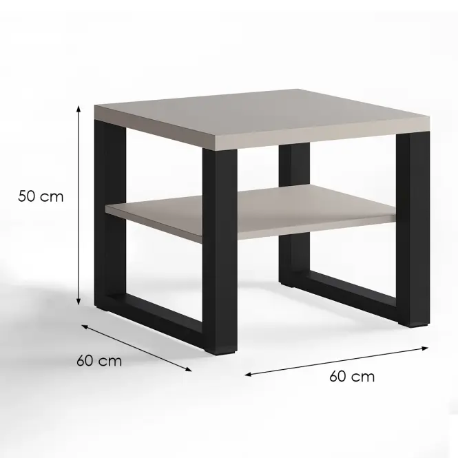 Konferenčný stolík Mona 600+ polica kašmírová/čierna,2