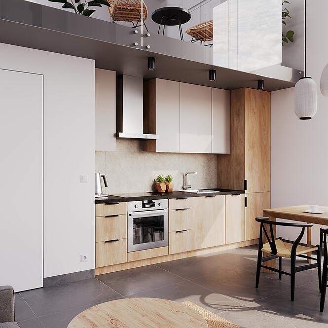 Kuchynská Linka Luxeo 305 Cm  Dub Puccini/Beige Set 9,3