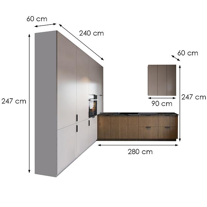 Kuchynská Linka Luxeo 240 X 300 Cm Baltic/Beige Set 8