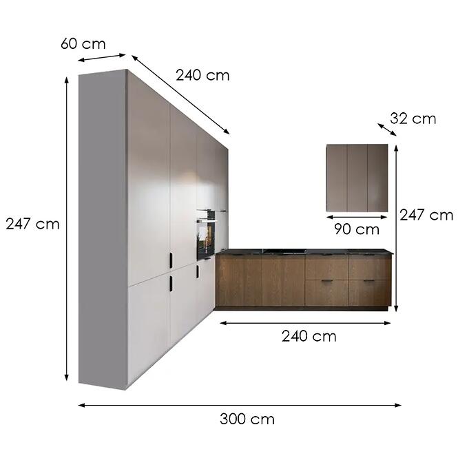 Kuchynská Linka Luxeo 240 X 300 Cm Baltic/Beige Set 8,3