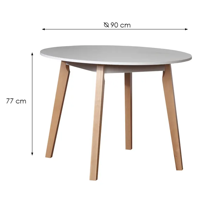 Stôl St-57 Fi 90 Biely/Prírodný Buk,2