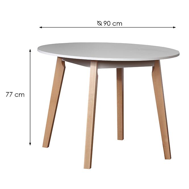 Stôl St-57 Fi 90 Biely/Prírodný Buk,2