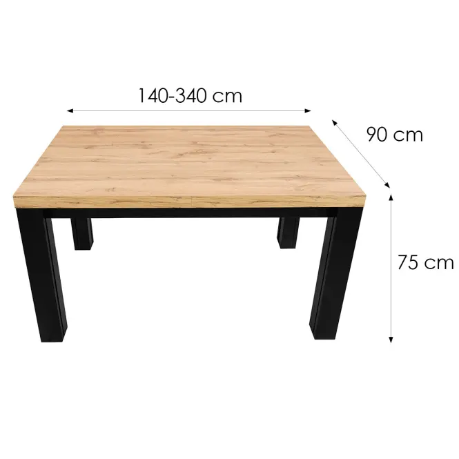 Stôl St-63 140x90+4x50 Wotan/Čierna,2