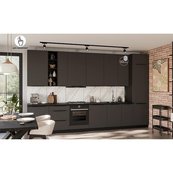 Kuchynská linka Aria GR/BL 390 cm bez kuchynskej dosky,6