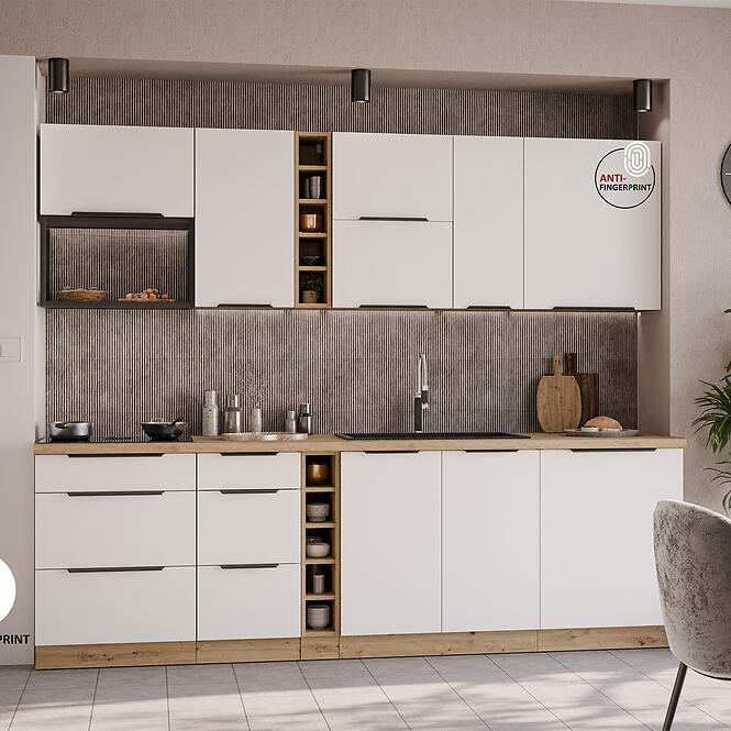 Kuchynská linka Aria WH/AR 255 cm bez kuchynskej dosky