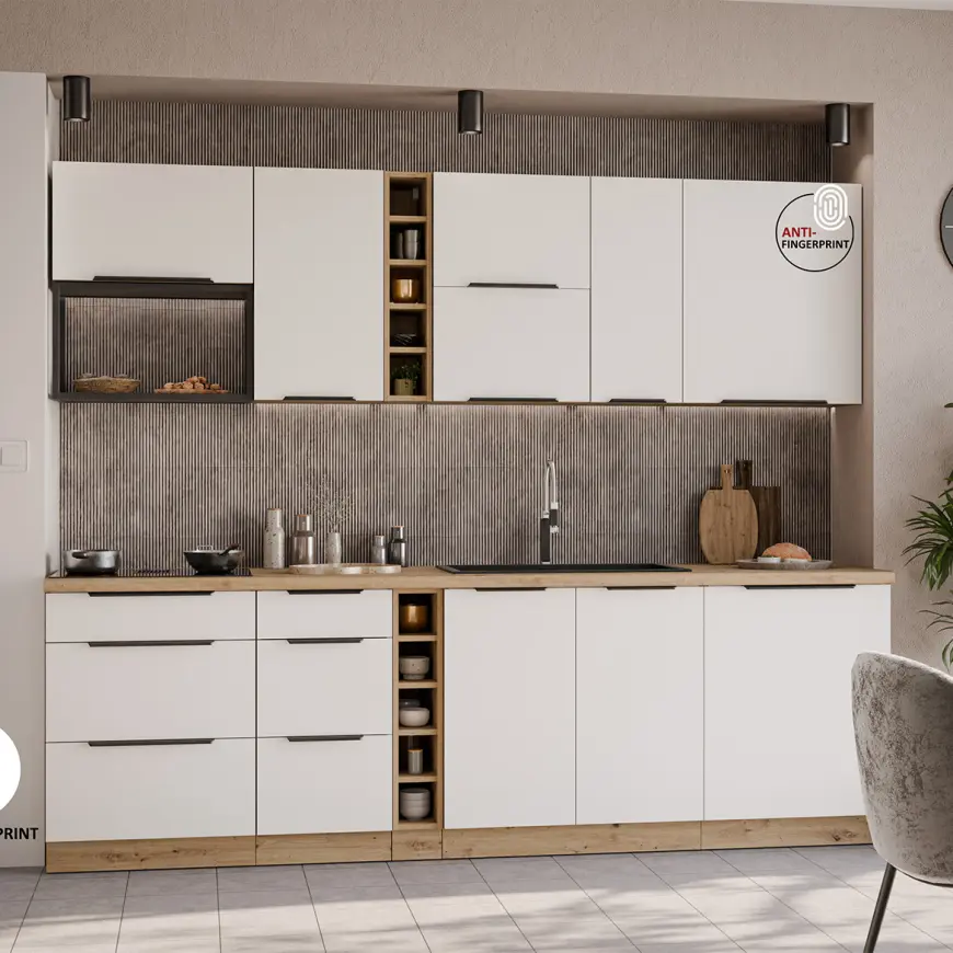 Kuchynská linka Aria WH/AR 255 cm bez kuchynskej dosky