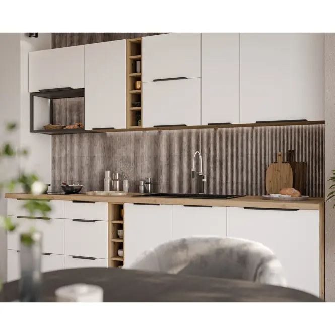Kuchynská linka Aria WH/AR 255 cm bez kuchynskej dosky,4