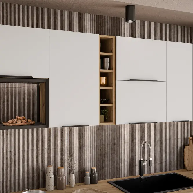 Kuchynská linka Aria WH/AR 255 cm bez kuchynskej dosky,6