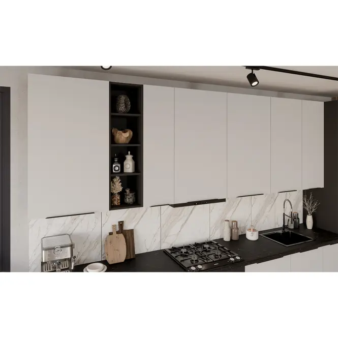 Kuchynská linka Aria WH/BL 390 cm bez kuchynskej dosky,3