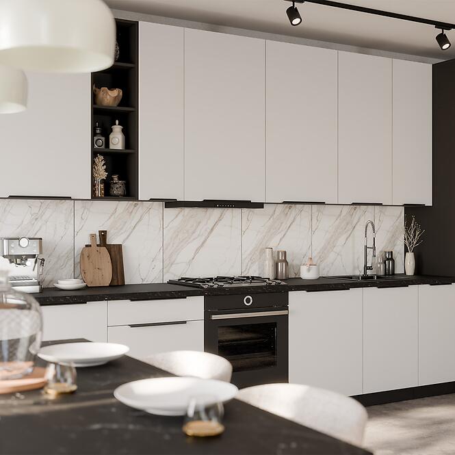 Kuchynská linka Aria WH/BL 390 cm bez kuchynskej dosky,4