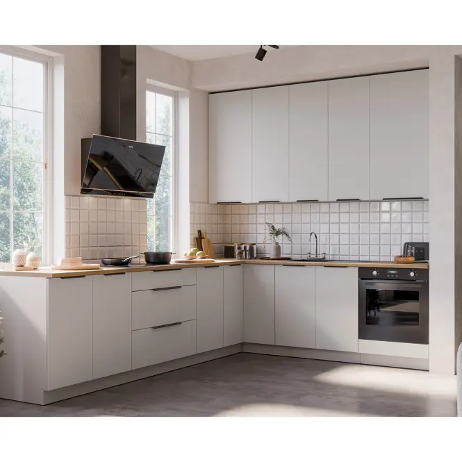Kuchynská linka Aria WH/WH 260x230 cm bez kuchynskej dosky