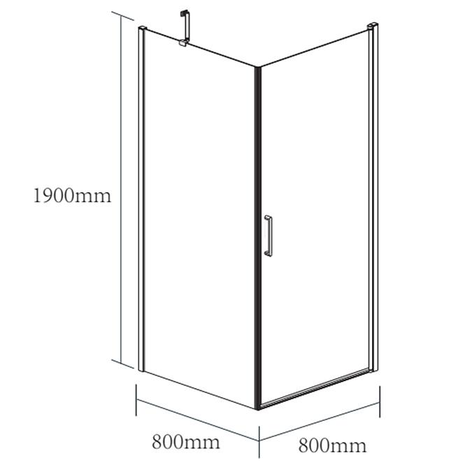 Sprchový kút Vela Black 80x80x190,2