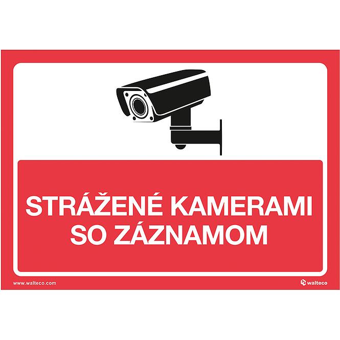 Strážené kamerami zo záznamom – červený A4, 210 x 297 mm