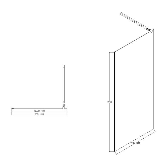 Sprchová stena Walk-In Zum 100x195 black