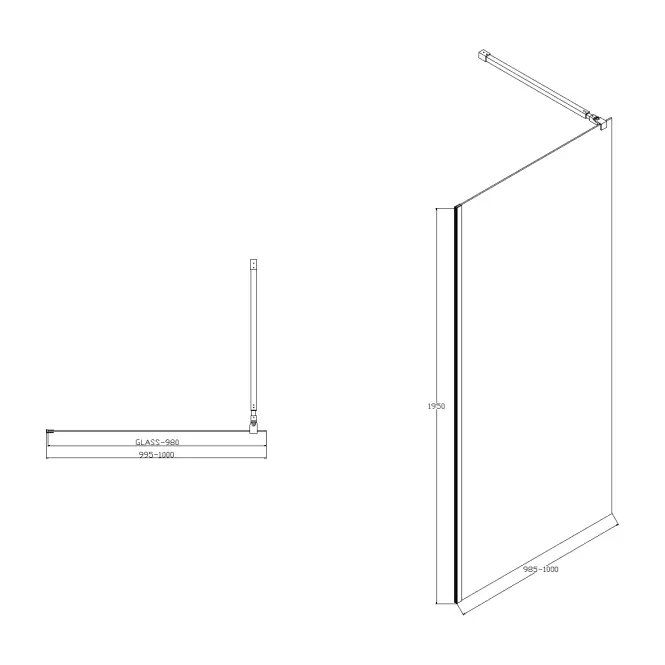 Sprchová stena Walk-In Zum 100x195 black,5