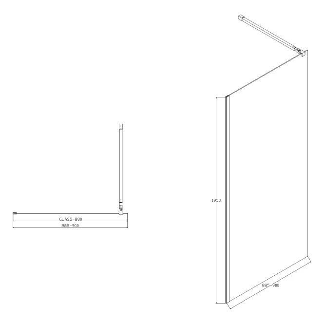 Sprchová stena Walk-In Zum 90x195 black