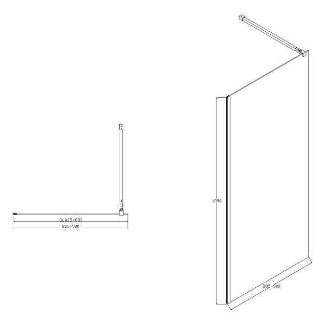 Sprchová stena Walk-In Zum 90x195 black
