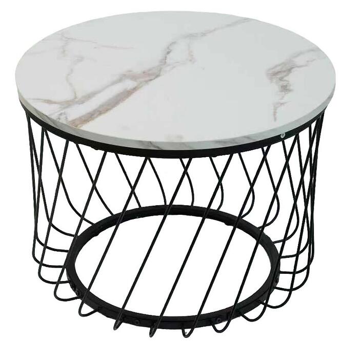 Konferenčný Stolík Pmc-Ct2516-2 Biely Mramor/Čierna