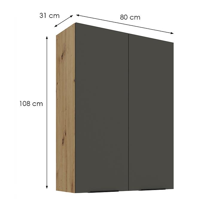Kuchynská skrinka Aria-Gr/Ar Anti Fingerprint 80g-108 2f,2