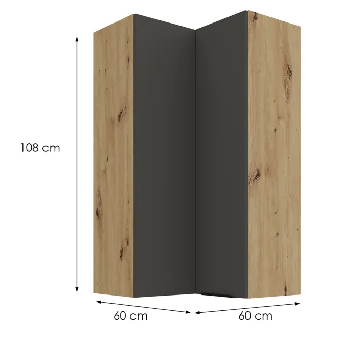 Kuchynská skrinka Aria-Gr/Ar Anti Fingerprint 60x60 Gn-108 2f (90°)