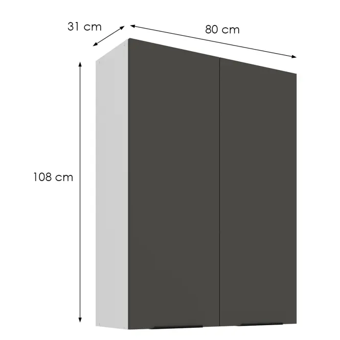 Kuchynská skrinka Aria-Gr/Wh Anti Fingerprint 80g-108 2f,2