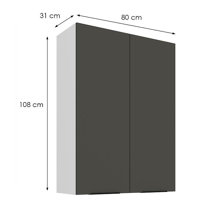 Kuchynská skrinka Aria-Gr/Wh Anti Fingerprint 80g-108 2f,2